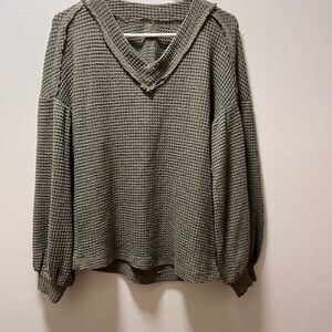 Cozy Comfy Boho Oversized Waffle Knit Sweater, Sz S, Army Green (brand unav)